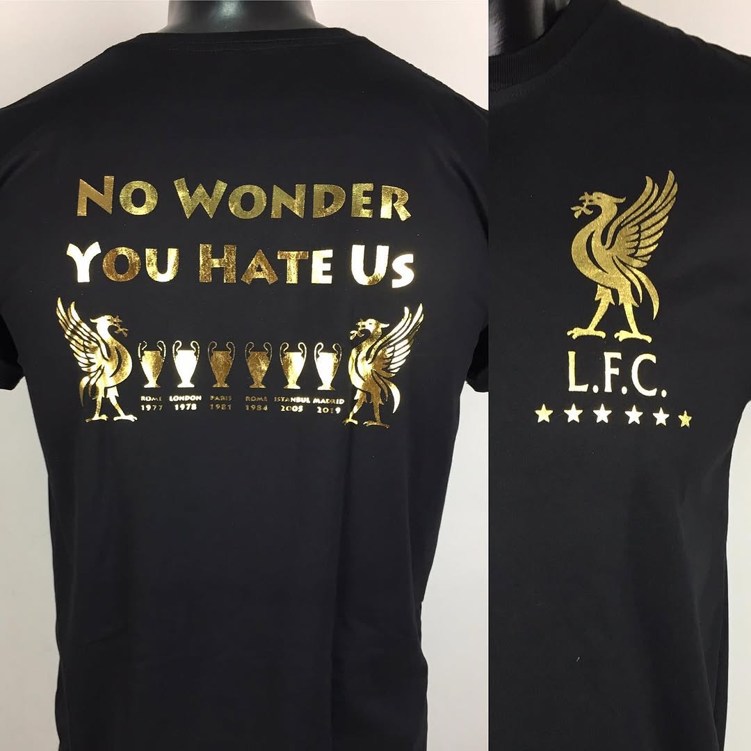 Foil printing (in nhũ vàng) #liverpoolfc #liverpool #liverpoolfans #liverpoolfootballclub #lfc #lfcfamily #lfcpreseason 