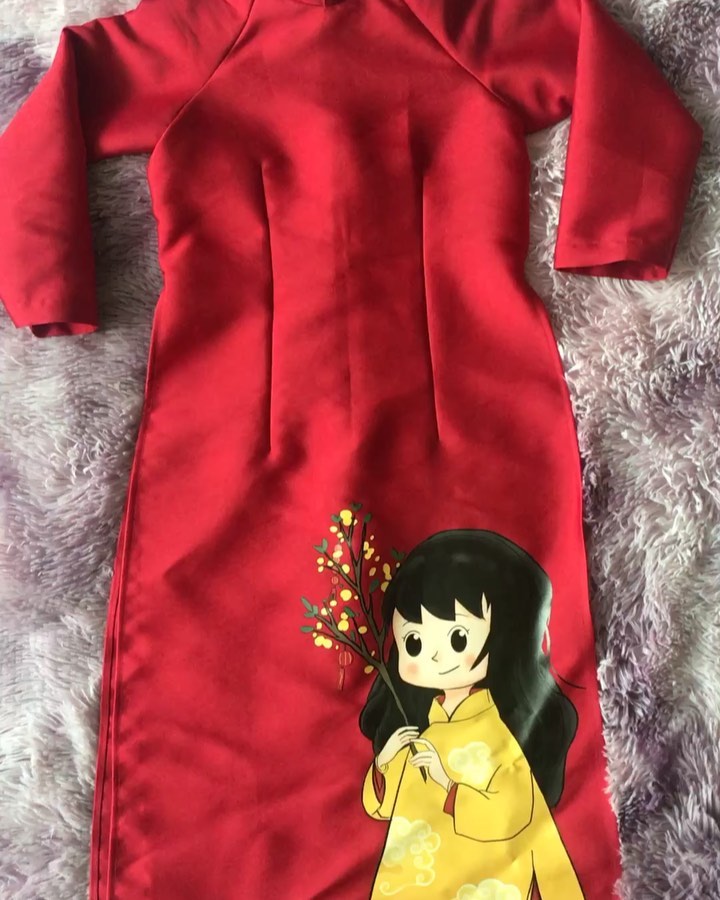 In trên áo dài khách hàng mang đến  Printed on Ao Dai (Vietnam’s traditional dress)