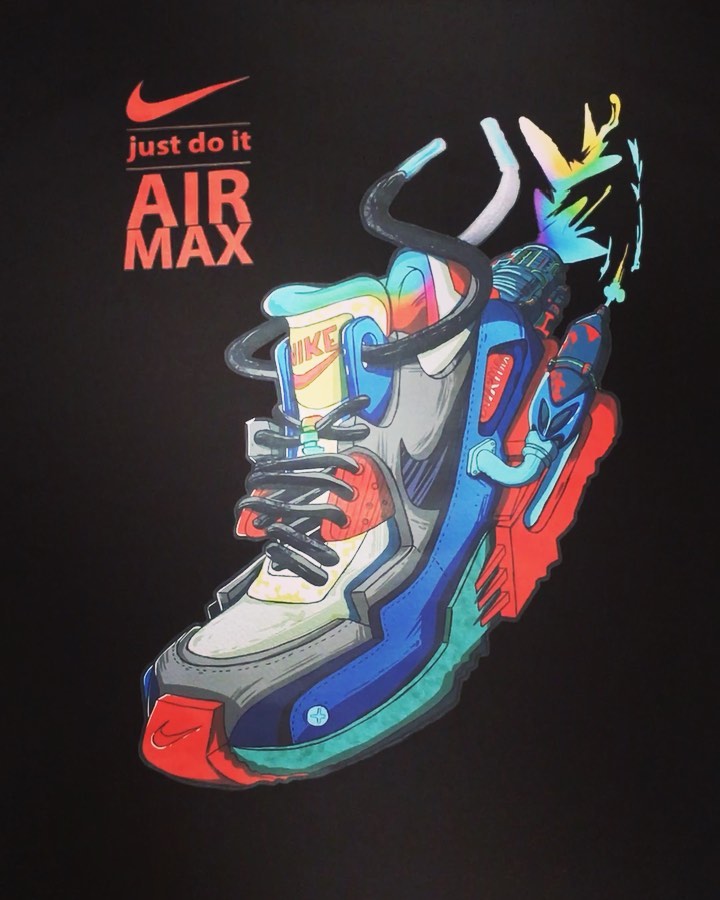 Khách thiết kế đẹp quá 🥰 #aothuntuthietke #inaotheoyeucau #airmax90 #airmax1 #airmax #nike #customtshirt #customprint #p